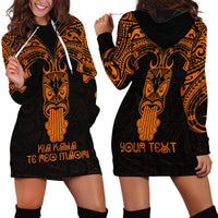 Personalised New Zealand Te Reo Maori Hoodie Dress Kia Kaha Maori Language Week Gold Style - Wonder Print Shop