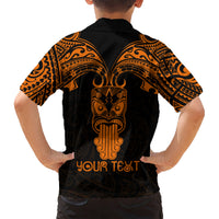Personalised New Zealand Te Reo Maori Kid Hawaiian Shirt Kia Kaha Maori Language Week Gold Style - Wonder Print Shop