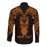 Personalised New Zealand Te Reo Maori Long Sleeve Button Shirt Kia Kaha Maori Language Week Gold Style - Wonder Print Shop