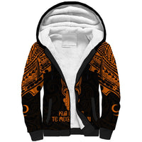 Personalised New Zealand Te Reo Maori Sherpa Hoodie Kia Kaha Maori Language Week Gold Style - Wonder Print Shop