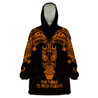 Personalised New Zealand Te Reo Maori Wearable Blanket Hoodie Kia Kaha Maori Language Week Gold Style - Wonder Print Shop