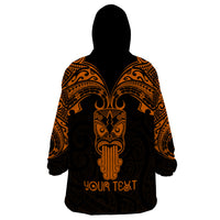 Personalised New Zealand Te Reo Maori Wearable Blanket Hoodie Kia Kaha Maori Language Week Gold Style - Wonder Print Shop