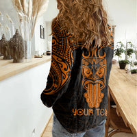 Personalised New Zealand Te Reo Maori Women Casual Shirt Kia Kaha Maori Language Week Gold Style - Wonder Print Shop