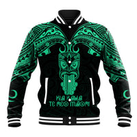 Personalised New Zealand Te Reo Maori Baseball Jacket Kia Kaha Maori Language Week Green Style LT9 - Wonder Print Shop