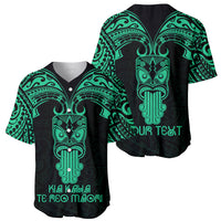 Personalised New Zealand Te Reo Maori Baseball Jersey Kia Kaha Maori Language Week Green Style LT9 - Wonder Print Shop