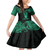 Personalised New Zealand Te Reo Maori Family Matching Mermaid Dress and Hawaiian Shirt Kia Kaha Maori Language Week Green Style LT9 - Wonder Print Shop