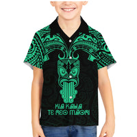 Personalised New Zealand Te Reo Maori Family Matching Mermaid Dress and Hawaiian Shirt Kia Kaha Maori Language Week Green Style LT9 - Wonder Print Shop