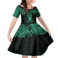 Personalised New Zealand Te Reo Maori Family Matching Short Sleeve Bodycon Dress and Hawaiian Shirt Kia Kaha Maori Language Week Green Style - Wonder Print Shop