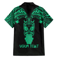 Personalised New Zealand Te Reo Maori Family Matching Short Sleeve Bodycon Dress and Hawaiian Shirt Kia Kaha Maori Language Week Green Style - Wonder Print Shop