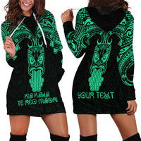 Personalised New Zealand Te Reo Maori Hoodie Dress Kia Kaha Maori Language Week Green Style - Wonder Print Shop