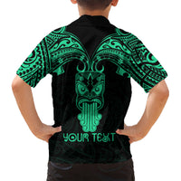 Personalised New Zealand Te Reo Maori Kid Hawaiian Shirt Kia Kaha Maori Language Week Green Style - Wonder Print Shop