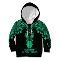 Personalised New Zealand Te Reo Maori Kid Hoodie Kia Kaha Maori Language Week Green Style - Wonder Print Shop