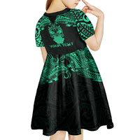 Personalised New Zealand Te Reo Maori Kid Short Sleeve Dress Kia Kaha Maori Language Week Green Style - Wonder Print Shop