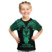 Personalised New Zealand Te Reo Maori Kid T Shirt Kia Kaha Maori Language Week Green Style - Wonder Print Shop