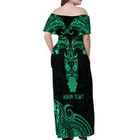 Personalised New Zealand Te Reo Maori Off Shoulder Maxi Dress Kia Kaha Maori Language Week Green Style - Wonder Print Shop