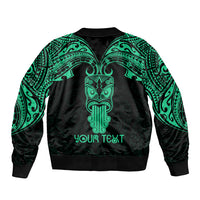 Personalised New Zealand Te Reo Maori Sleeve Zip Bomber Jacket Kia Kaha Maori Language Week Green Style - Wonder Print Shop