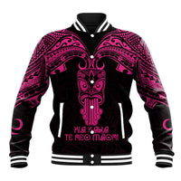 Personalised New Zealand Te Reo Maori Baseball Jacket Kia Kaha Maori Language Week Pink Style LT9 - Wonder Print Shop