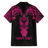 Personalised New Zealand Te Reo Maori Family Matching Long Sleeve Bodycon Dress and Hawaiian Shirt Kia Kaha Maori Language Week Pink Style LT9 - Wonder Print Shop