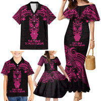 Personalised New Zealand Te Reo Maori Family Matching Mermaid Dress and Hawaiian Shirt Kia Kaha Maori Language Week Pink Style LT9 - Wonder Print Shop