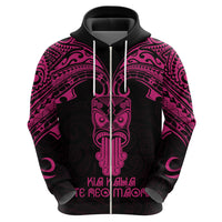 Personalised New Zealand Te Reo Maori Hoodie Kia Kaha Maori Language Week Pink Style - Wonder Print Shop