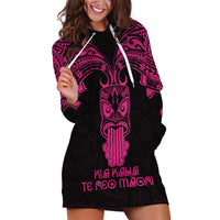 Personalised New Zealand Te Reo Maori Hoodie Dress Kia Kaha Maori Language Week Pink Style - Wonder Print Shop