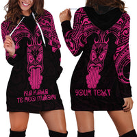 Personalised New Zealand Te Reo Maori Hoodie Dress Kia Kaha Maori Language Week Pink Style - Wonder Print Shop