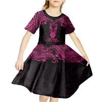 Personalised New Zealand Te Reo Maori Kid Short Sleeve Dress Kia Kaha Maori Language Week Pink Style - Wonder Print Shop