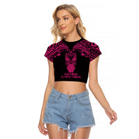 Personalised New Zealand Te Reo Maori Raglan Cropped T Shirt Kia Kaha Maori Language Week Pink Style - Wonder Print Shop