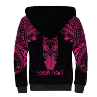 Personalised New Zealand Te Reo Maori Sherpa Hoodie Kia Kaha Maori Language Week Pink Style - Wonder Print Shop