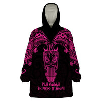 Personalised New Zealand Te Reo Maori Wearable Blanket Hoodie Kia Kaha Maori Language Week Pink Style - Wonder Print Shop