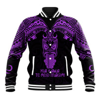 Personalised New Zealand Te Reo Maori Baseball Jacket Kia Kaha Maori Language Week Purple Style LT9 - Wonder Print Shop