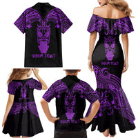 Personalised New Zealand Te Reo Maori Family Matching Mermaid Dress and Hawaiian Shirt Kia Kaha Maori Language Week Purple Style LT9 - Wonder Print Shop