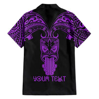 Personalised New Zealand Te Reo Maori Family Matching Short Sleeve Bodycon Dress and Hawaiian Shirt Kia Kaha Maori Language Week Purple Style - Wonder Print Shop