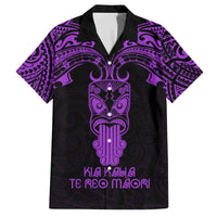 Personalised New Zealand Te Reo Maori Family Matching Summer Maxi Dress and Hawaiian Shirt Kia Kaha Maori Language Week Purple Style - Wonder Print Shop
