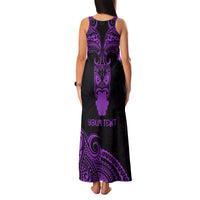 Personalised New Zealand Te Reo Maori Family Matching Tank Maxi Dress and Hawaiian Shirt Kia Kaha Maori Language Week Purple Style - Wonder Print Shop