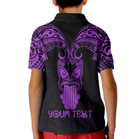Personalised New Zealand Te Reo Maori Kid Polo Shirt Kia Kaha Maori Language Week Purple Style - Wonder Print Shop