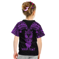 Personalised New Zealand Te Reo Maori Kid T Shirt Kia Kaha Maori Language Week Purple Style - Wonder Print Shop