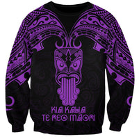 Personalised New Zealand Te Reo Maori Sweatshirt Kia Kaha Maori Language Week Purple Style - Wonder Print Shop