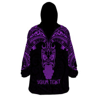 Personalised New Zealand Te Reo Maori Wearable Blanket Hoodie Kia Kaha Maori Language Week Purple Style - Wonder Print Shop