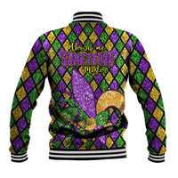Mardi Gras Glitter Mask with Fleur-de-lis Baseball Jacket LT9 - Wonder Print Shop