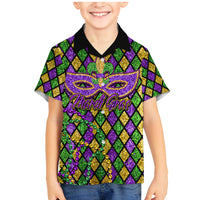 Mardi Gras Glitter Mask with Fleur-de-lis Family Matching Mermaid Dress and Hawaiian Shirt LT9 - Wonder Print Shop