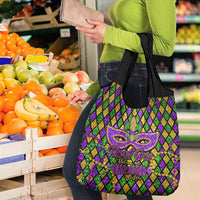 Mardi Gras Glitter Mask with Fleur-de-lis Grocery Bag