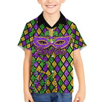 Mardi Gras Glitter Mask with Fleur-de-lis Hawaiian Shirt - Wonder Print Shop
