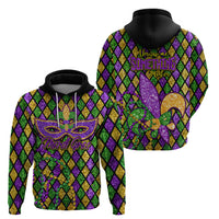 Mardi Gras Glitter Mask with Fleur-de-lis Hoodie - Wonder Print Shop