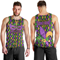 Mardi Gras Glitter Mask with Fleur-de-lis Men Tank Top - Wonder Print Shop