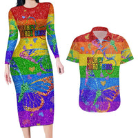 Sydney Mardi Gras Personalized Couples Matching Long Sleeve Bodycon Dress and Hawaiian Shirt Pride Rainbow Glitter Colorful Style LT9 - Wonder Print Shop