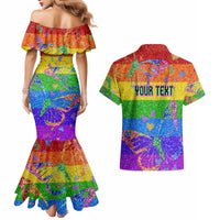 Sydney Mardi Gras Personalized Couples Matching Mermaid Dress and Hawaiian Shirt Pride Rainbow Glitter Colorful Style LT9 - Wonder Print Shop