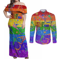 Sydney Mardi Gras Personalized Couples Matching Off Shoulder Maxi Dress and Long Sleeve Button Shirt Pride Rainbow Glitter Colorful Style LT9 - Wonder Print Shop