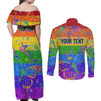 Sydney Mardi Gras Personalized Couples Matching Off Shoulder Maxi Dress and Long Sleeve Button Shirt Pride Rainbow Glitter Colorful Style LT9 - Wonder Print Shop