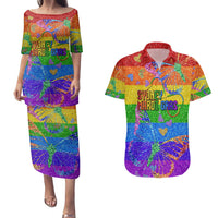 Sydney Mardi Gras Personalized Couples Matching Puletasi and Hawaiian Shirt Pride Rainbow Glitter Colorful Style LT9 - Wonder Print Shop
